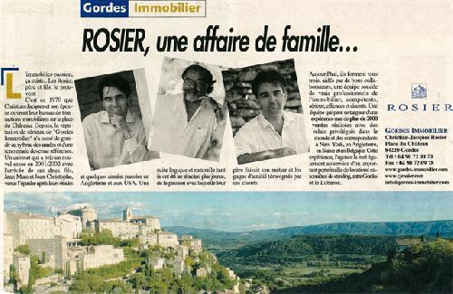 Rosier, une affaire de famille - article in french from the journal du Luberon number 36